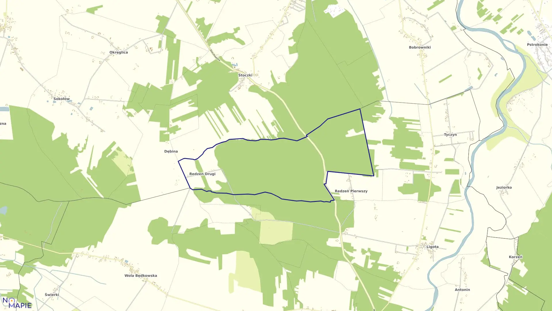 Mapa obrębu REDZEŃ II w gminie Burzenin