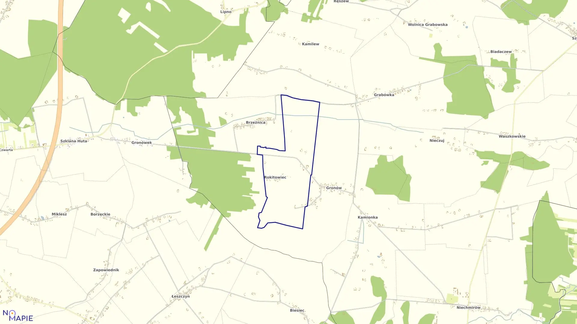 Mapa obrębu ROKITOWIEC w gminie Burzenin