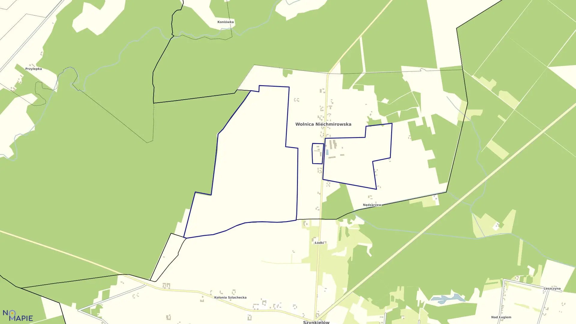 Mapa obrębu WOLNICA NIECHMIRÓW PGR w gminie Burzenin